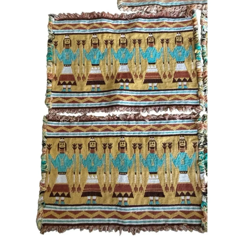 Set Of 5 Vintage Native American Style Southwestern Woven Placemats Reversible